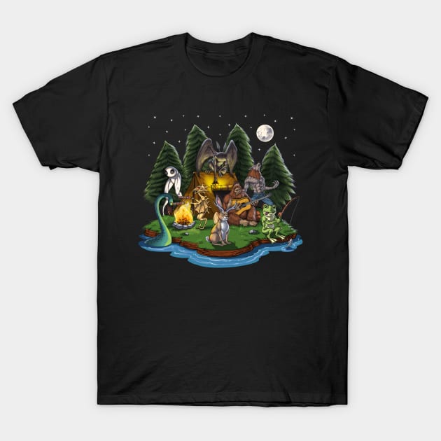 Cryptids Camping T-Shirt by underheaven